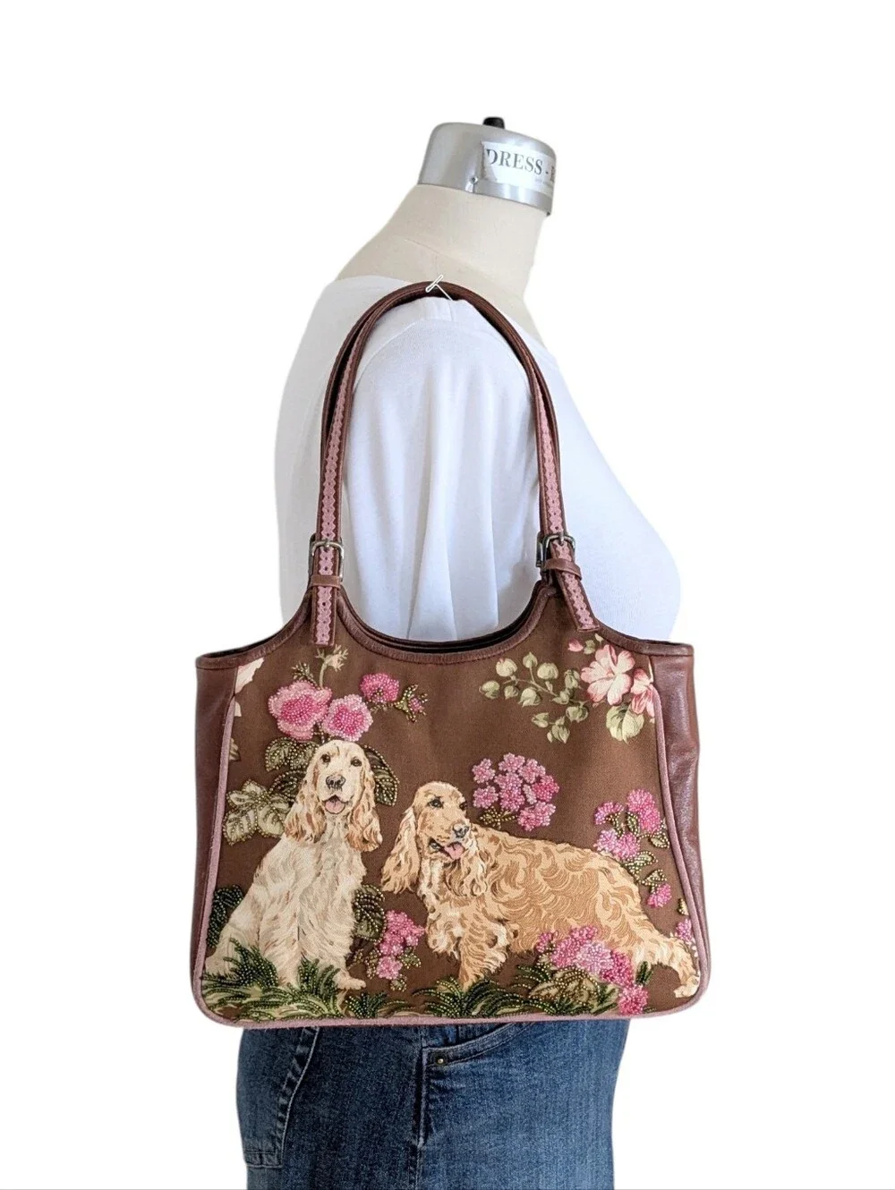 Isabella Fiori Embellished Cocker Spaniel and Terrier Shoulder Bag